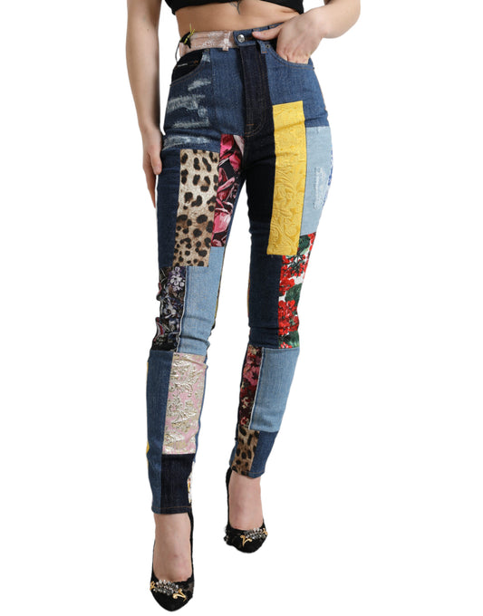  - Vibrant Patchwork Skinny Jeans