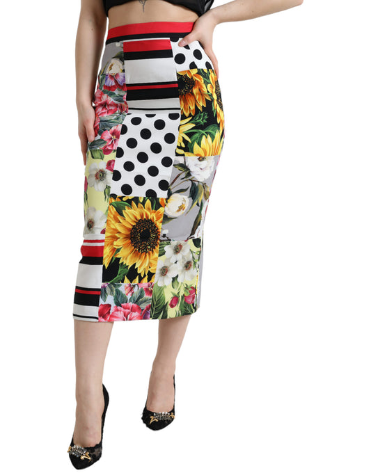  - Glamorous High Waist Patchwork Midi Skirt