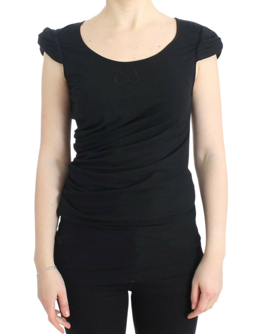  - Elegant Cap Sleeve Black Top