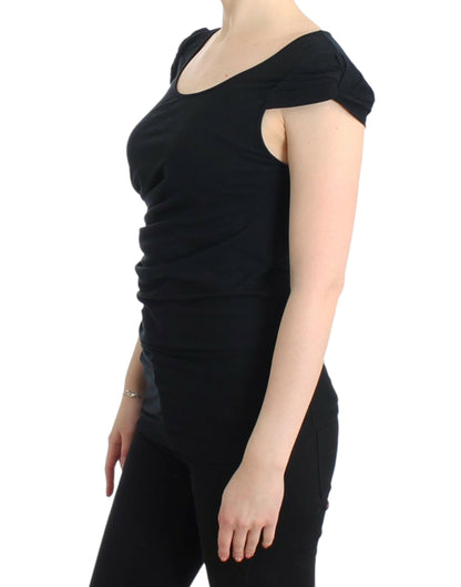  - Elegant Cap Sleeve Black Top