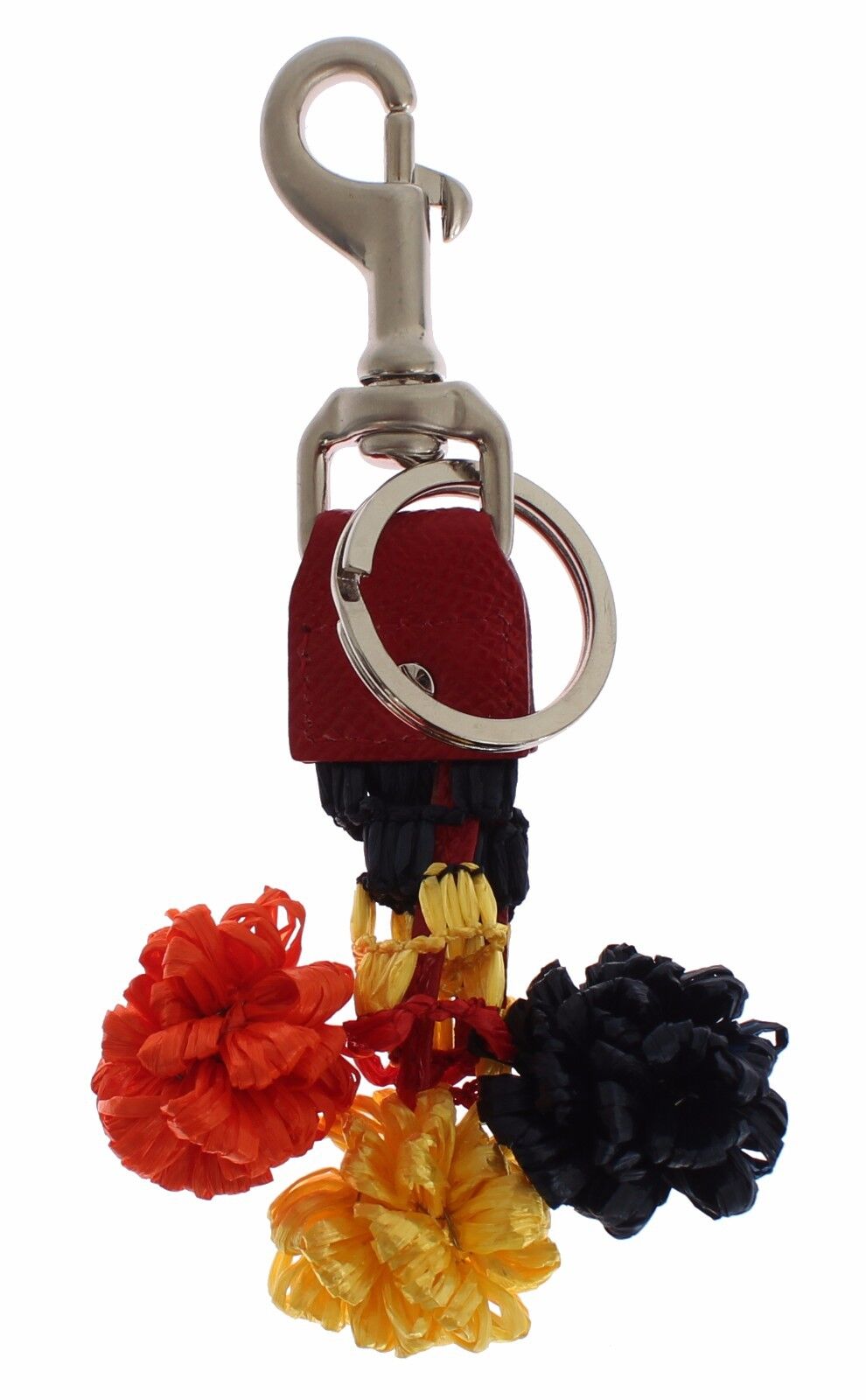  - Multicolor Sicily Raffia Leather Keychain