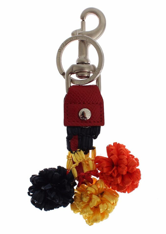  - Multicolor Sicily Raffia Leather Keychain