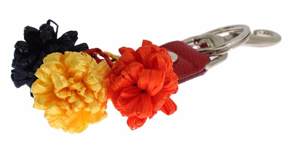  - Multicolor Sicily Raffia Leather Keychain