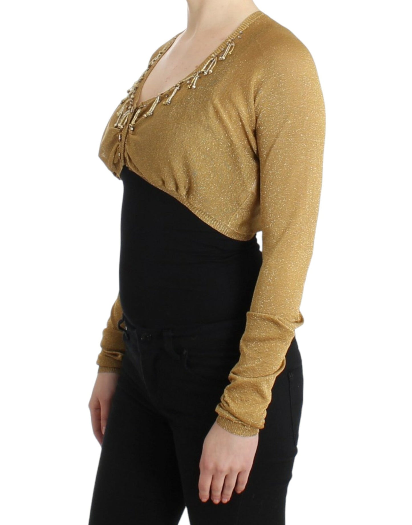  - Embellished Gold Shimmer Shrug