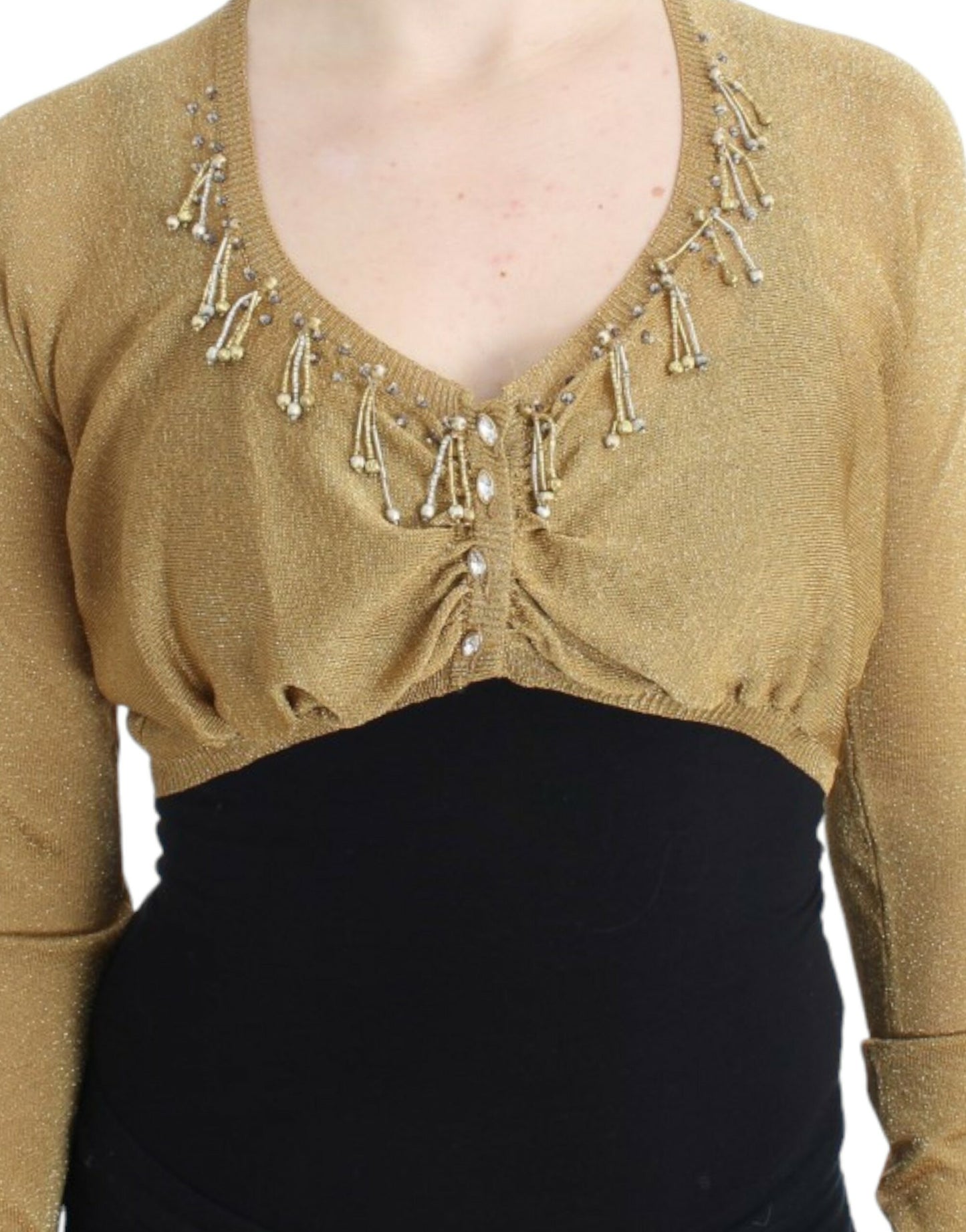  - Embellished Gold Shimmer Shrug