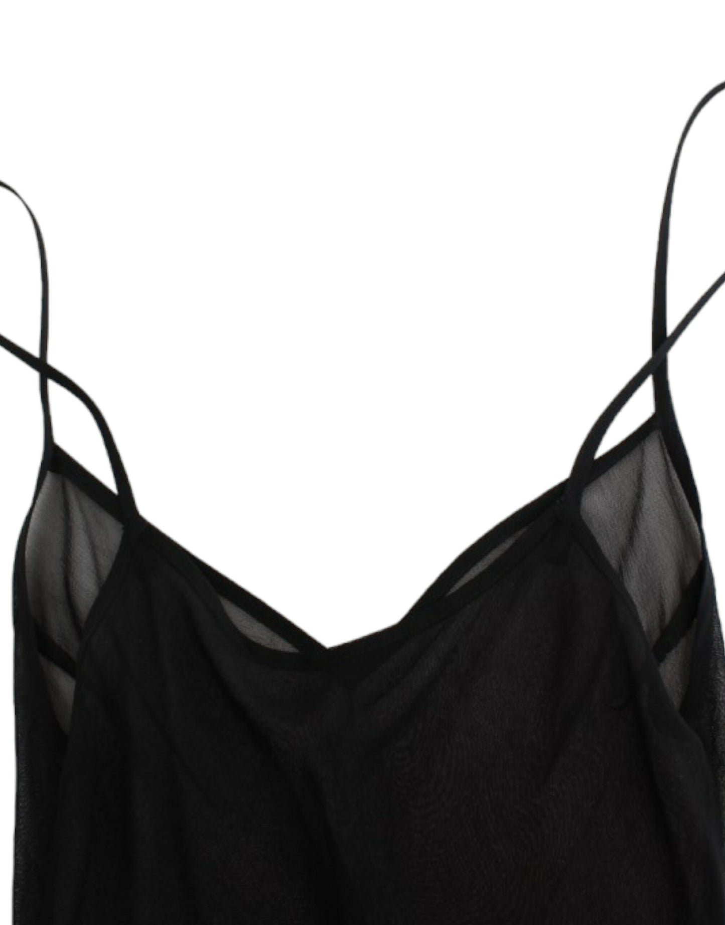  - Elegant Sheer Black Silk Blouson Dress