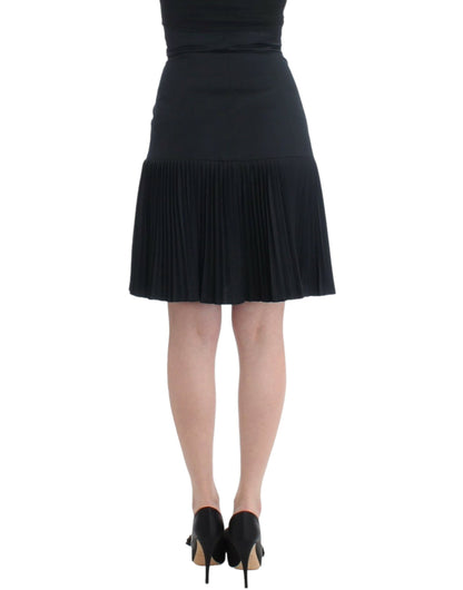  - Elegant Black Pleated Lace A-Line Skirt