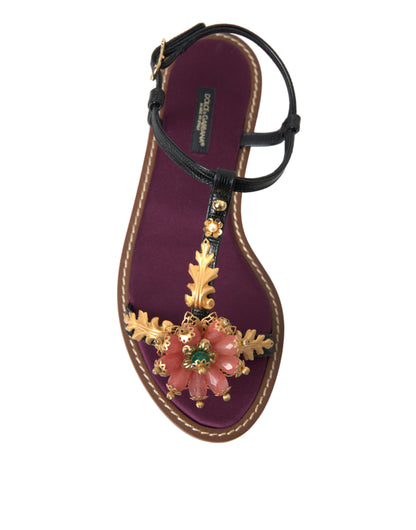 Elegant Crystal-Adorned Flat Sandals