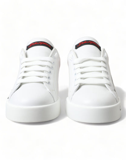  - Elegant White Leather Portofino Sneakers