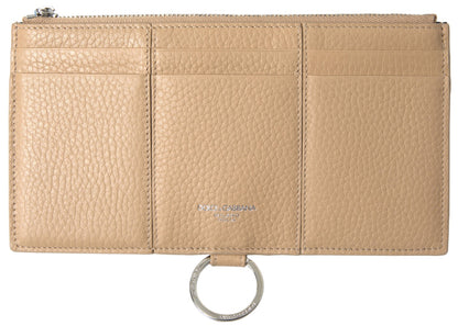  - Elegant Beige Leather Wallet with Detachable Strap