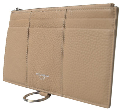  - Elegant Beige Leather Wallet with Detachable Strap