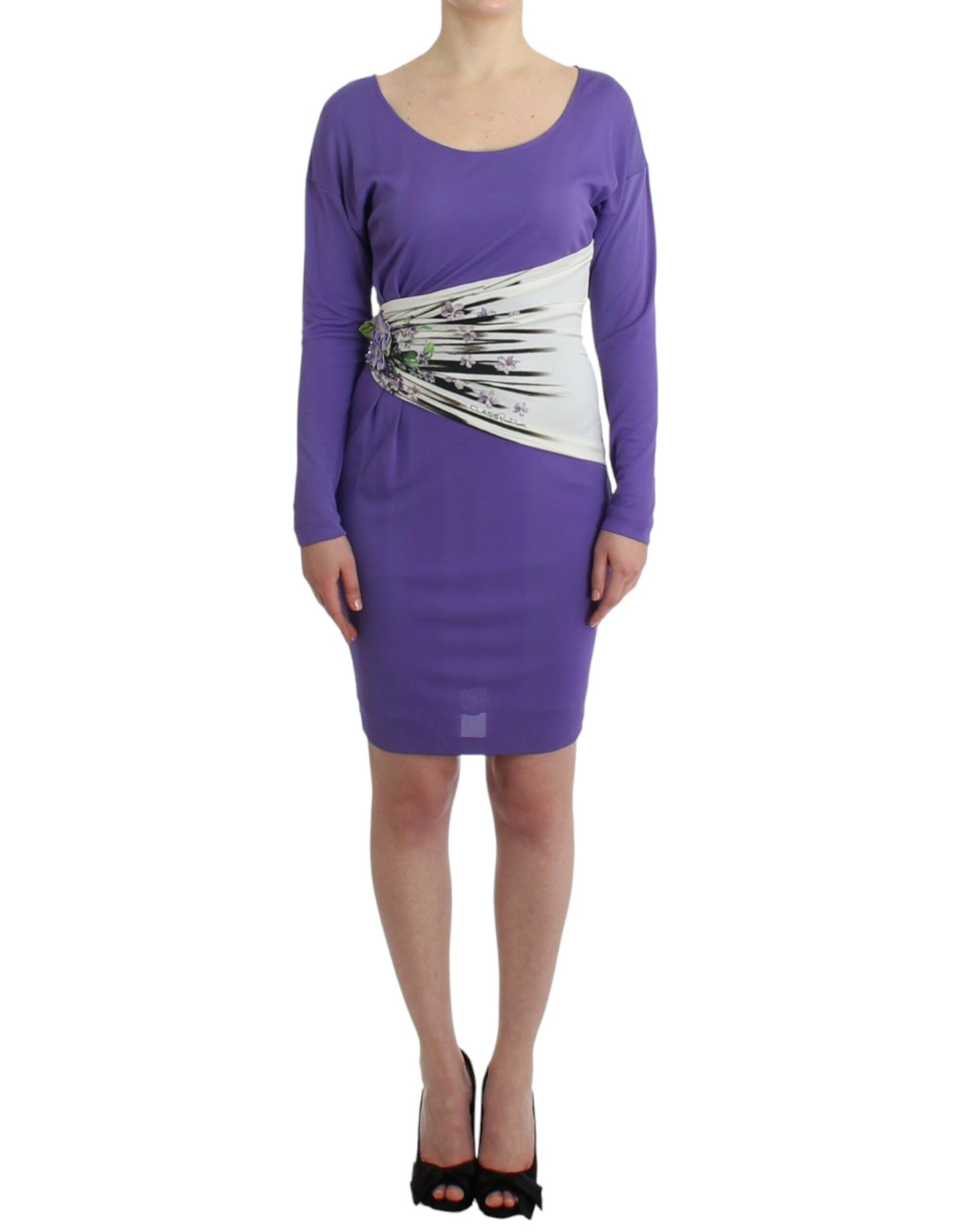  - Elegant Purple Floral Jersey Dress