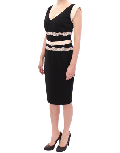  - Elegant Sheath Lace Dress in Black and Beige