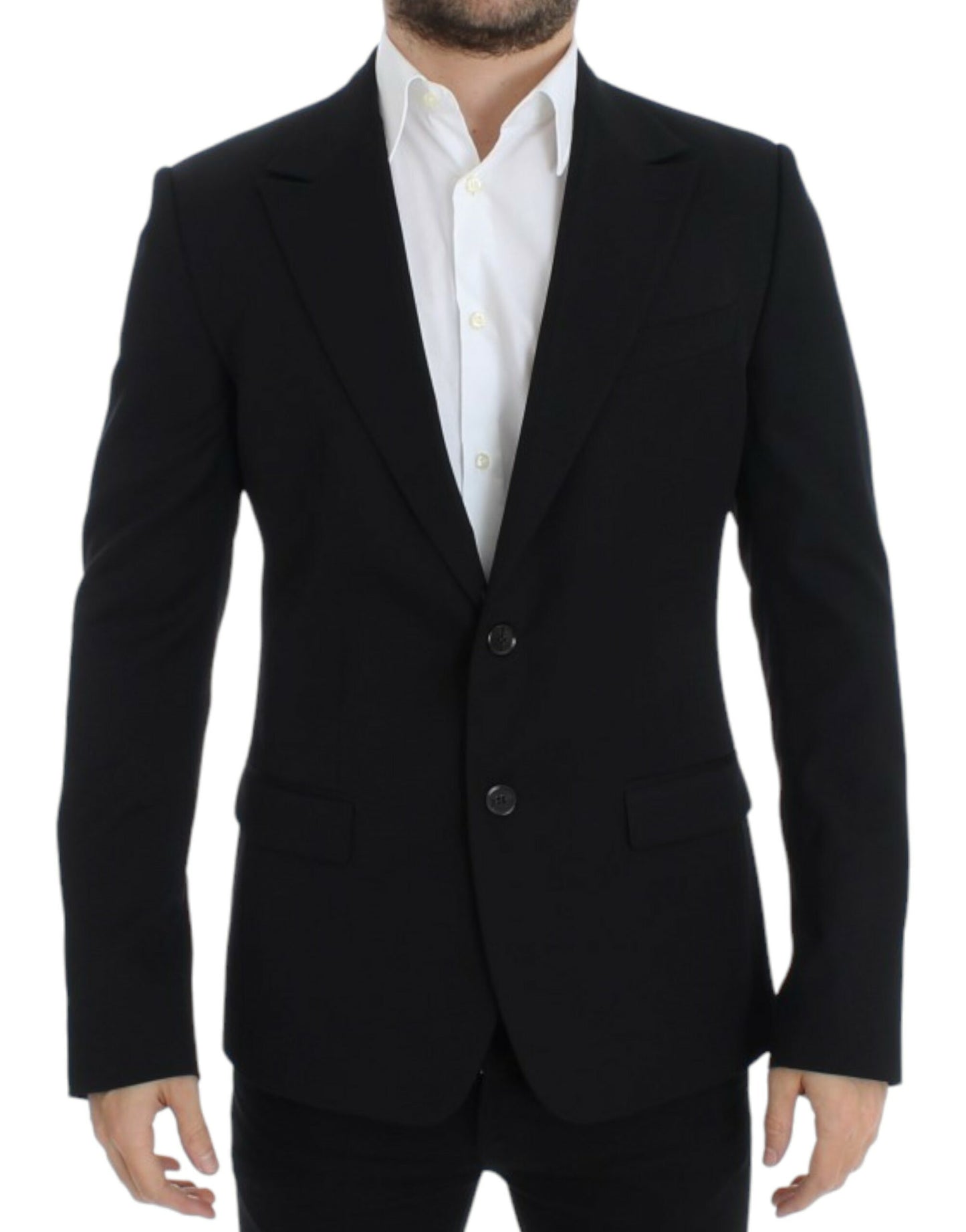  - Elegant Slim Fit Black Wool Blazer