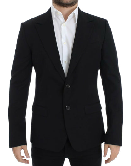  - Elegant Slim Fit Black Wool Blazer