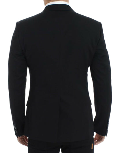  - Elegant Slim Fit Black Wool Blazer