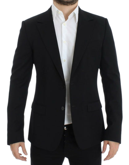  - Elegant Slim Fit Black Wool Blazer