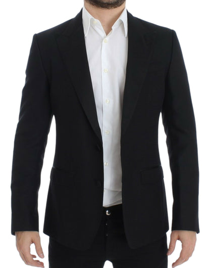  - Elegant Black Silk Blend Sicilia Blazer