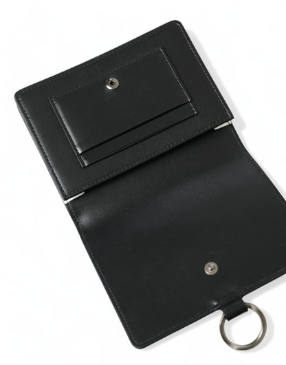  - Elegant Black Leather Crystal Card Holder Wallet