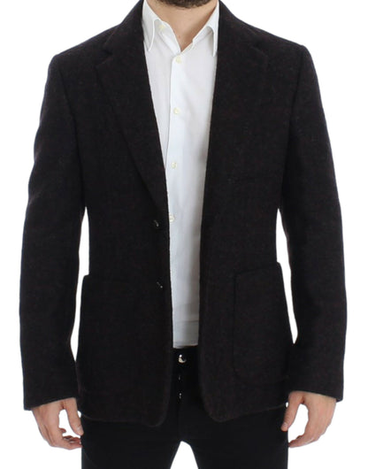  - Bordeaux Alpaga Two-Button Blazer Jacket