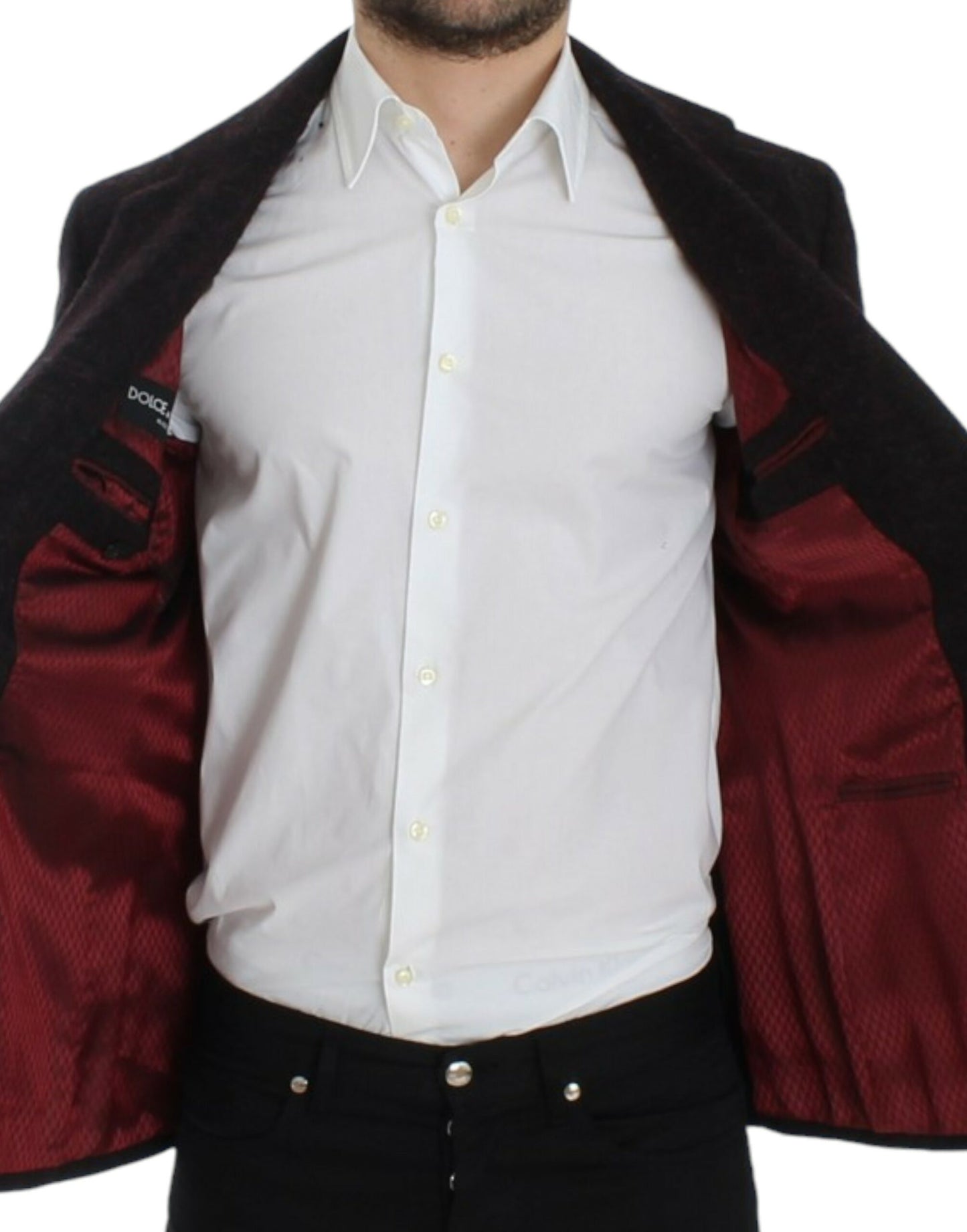  - Bordeaux Alpaga Two-Button Blazer Jacket