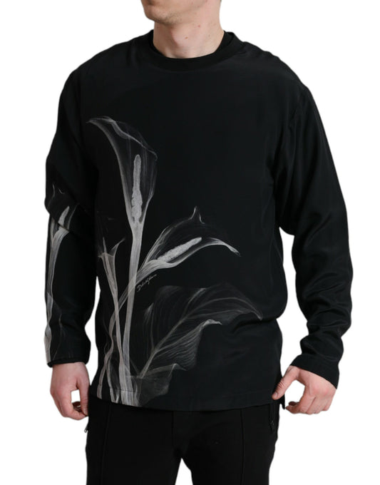  - Floral Silk Crew Neck Sweater