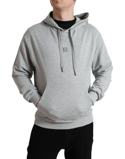  - Chic Gray Logo Hooded Cotton Sweater