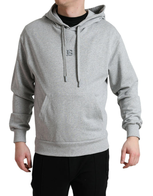  - Chic Gray Logo Hooded Cotton Sweater