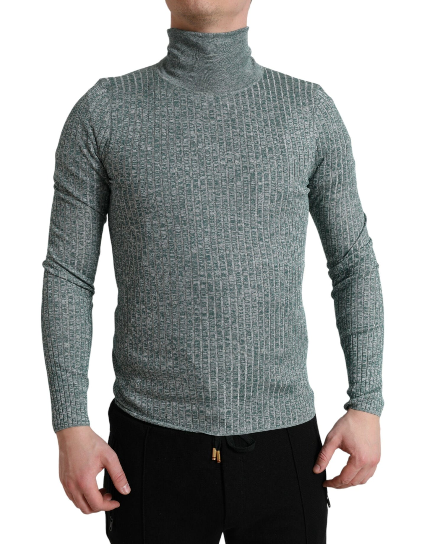  - Elegant Green Turtleneck Pullover Sweater