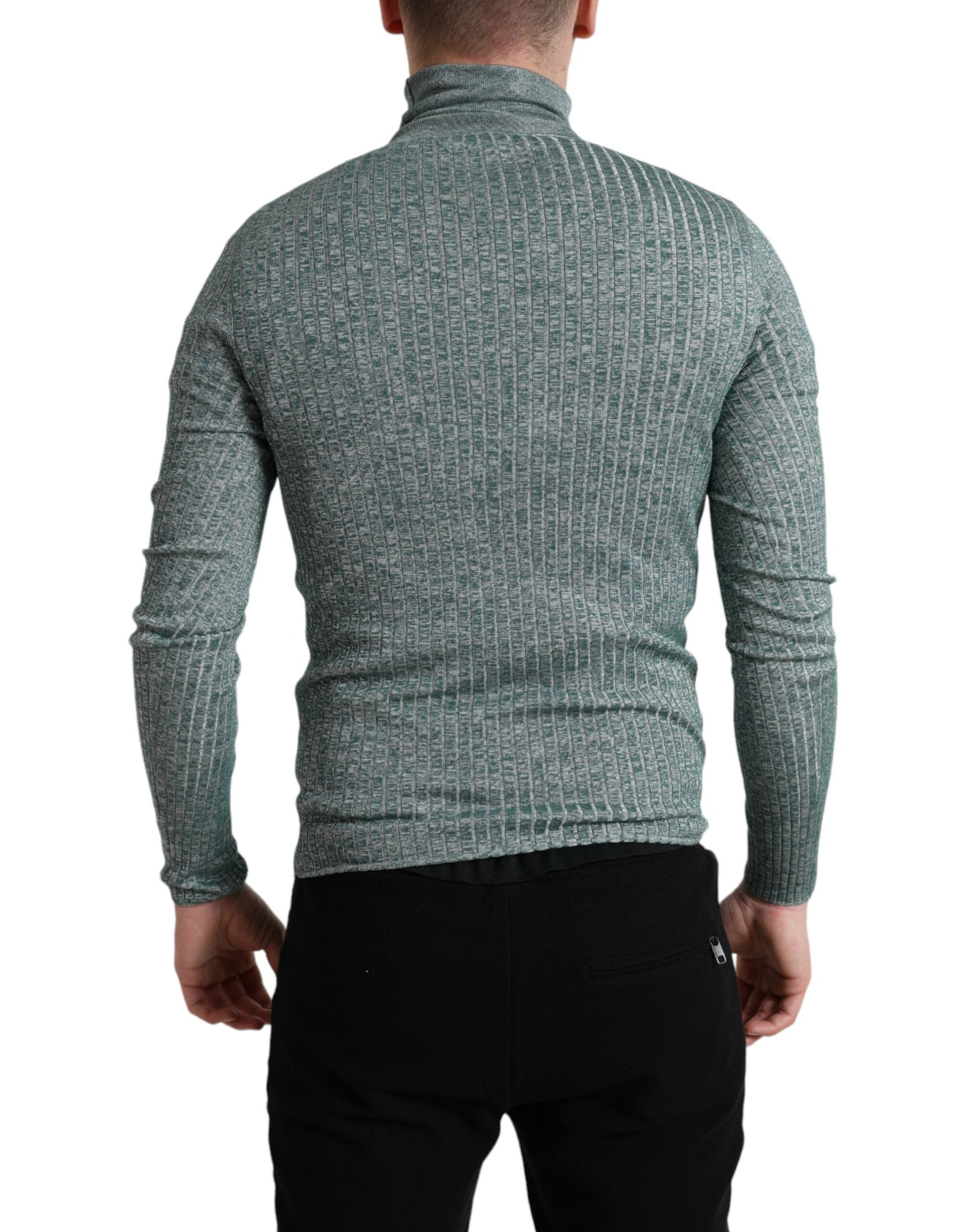 Elegant Green Turtleneck Pullover Sweater