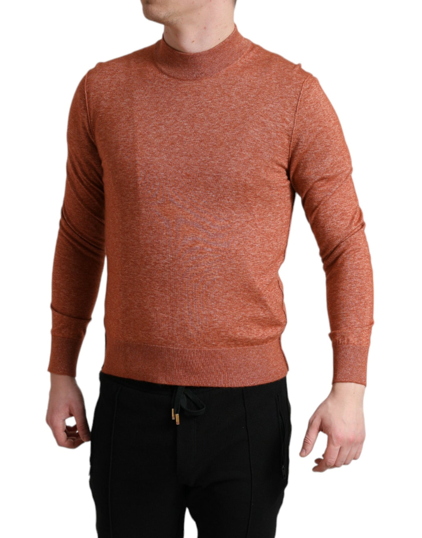  - Silk-Cashmere Orange Crew Neck Sweater