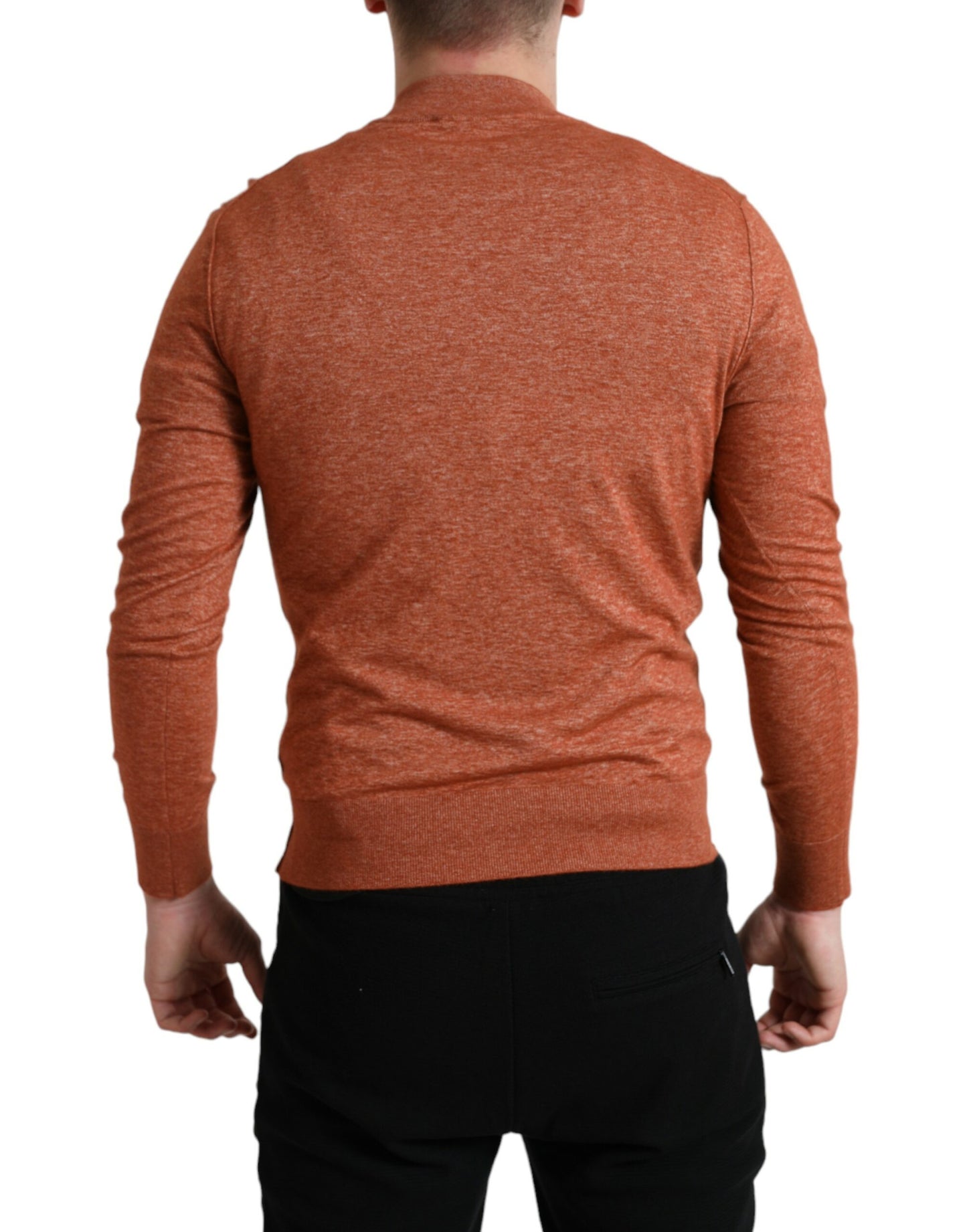  - Silk-Cashmere Orange Crew Neck Sweater