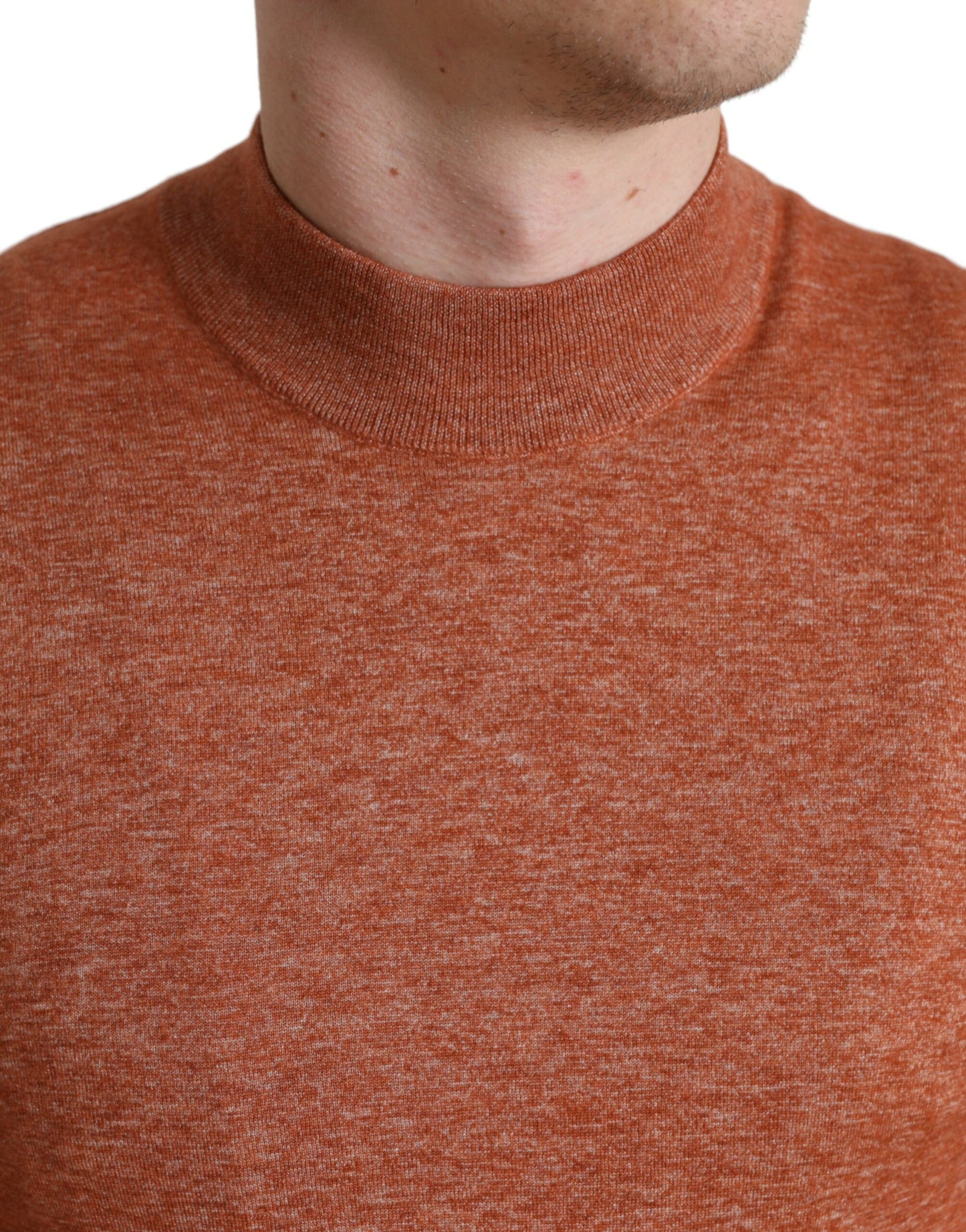  - Silk-Cashmere Orange Crew Neck Sweater