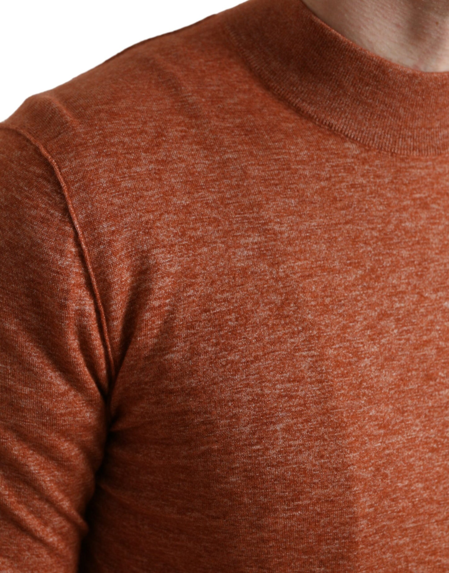  - Silk-Cashmere Orange Crew Neck Sweater