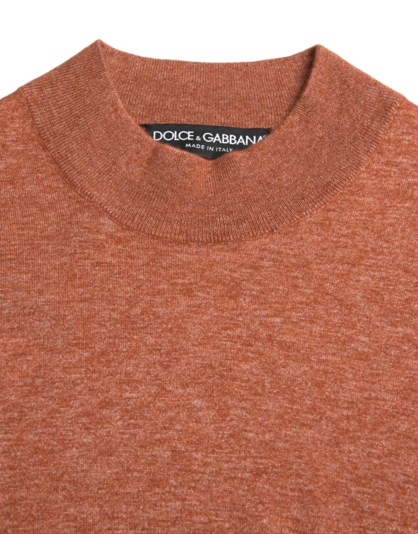  - Silk-Cashmere Orange Crew Neck Sweater