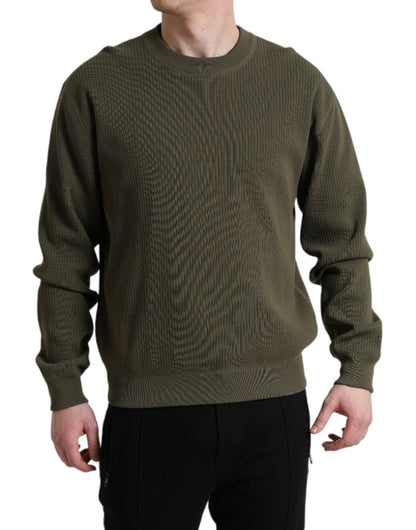  - Elegant Green Crew Neck Cotton Sweater