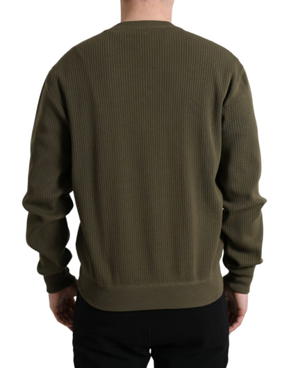  - Elegant Green Crew Neck Cotton Sweater