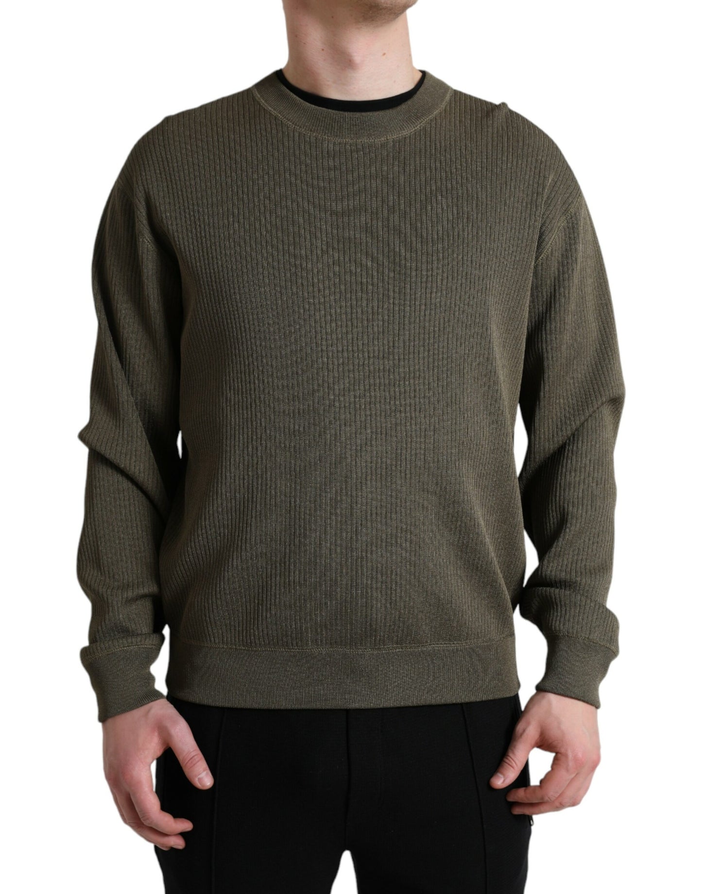  - Elegant Green Crew Neck Sweater