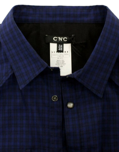  - Chic Blue Checkered Casual Cotton Shirt