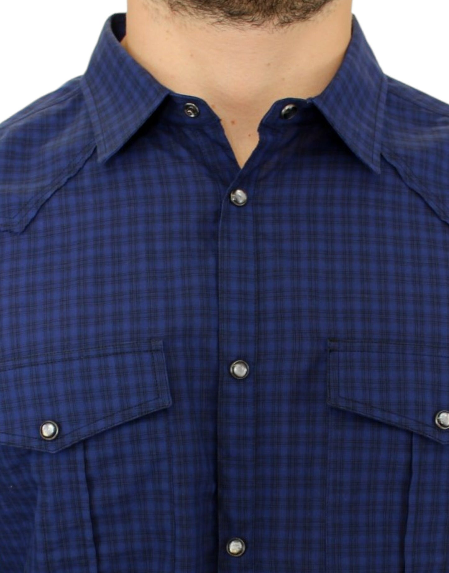  - Chic Blue Checkered Casual Cotton Shirt