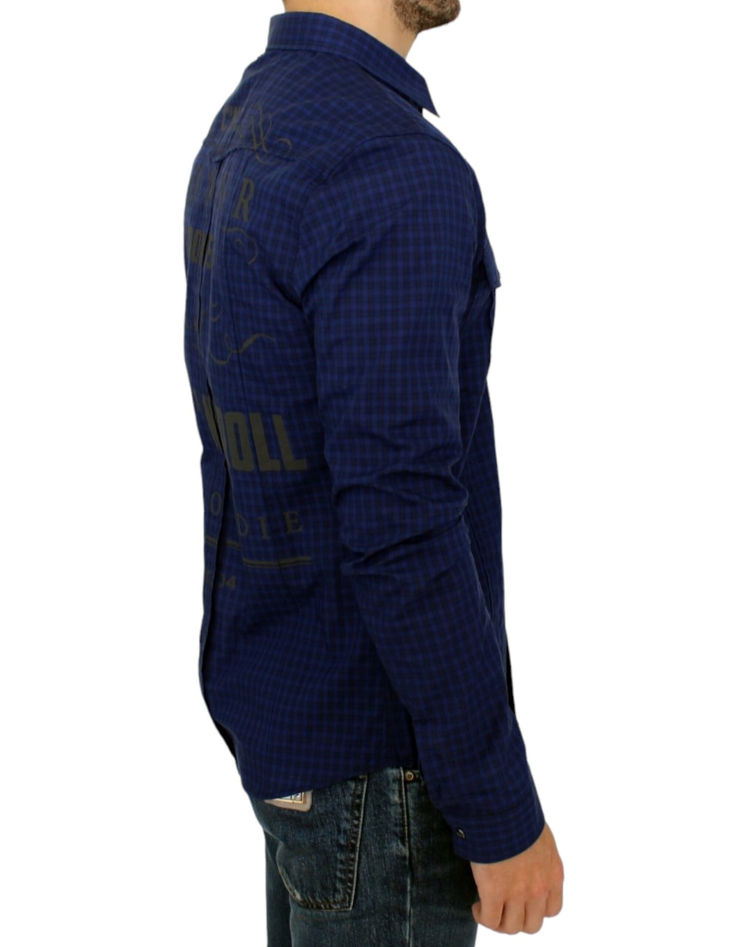  - Chic Blue Checkered Casual Cotton Shirt