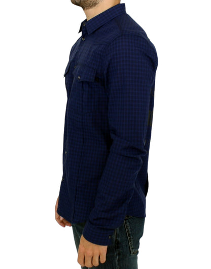  - Chic Blue Checkered Casual Cotton Shirt