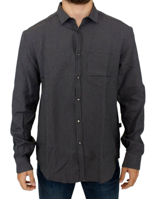  - Chic Gray Checked Casual Linen Blend Shirt