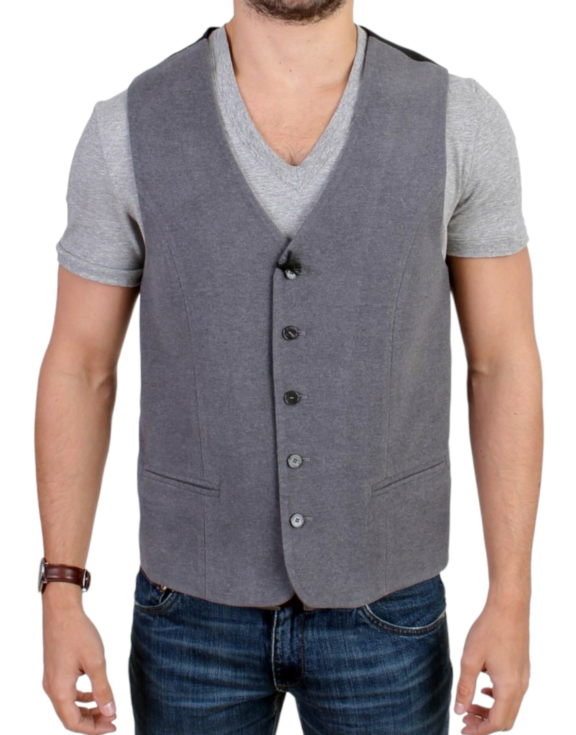 Chic Gray Casual Vest