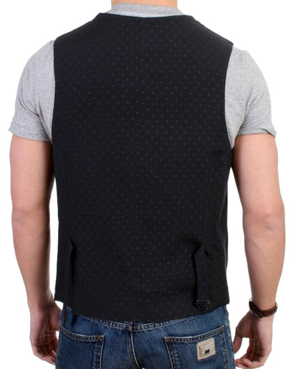  - Elegant Black Wool Blend Casual Vest