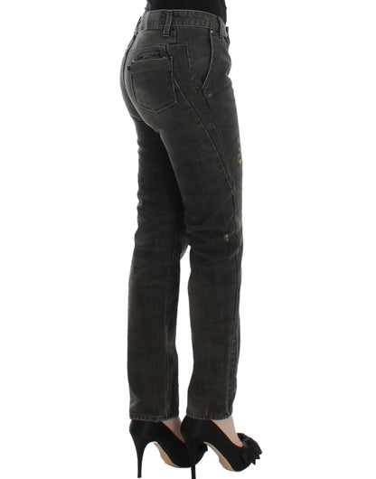  - Sleek Gray Straight Leg Distressed Jeans