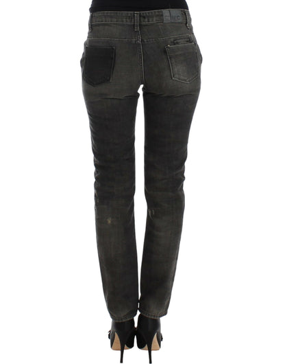  - Sleek Gray Straight Leg Distressed Jeans