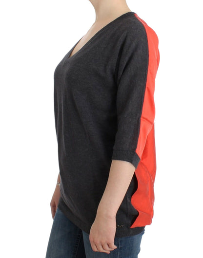  - Chic V-Neck Alpaca Blend Short Sleeve Sweater