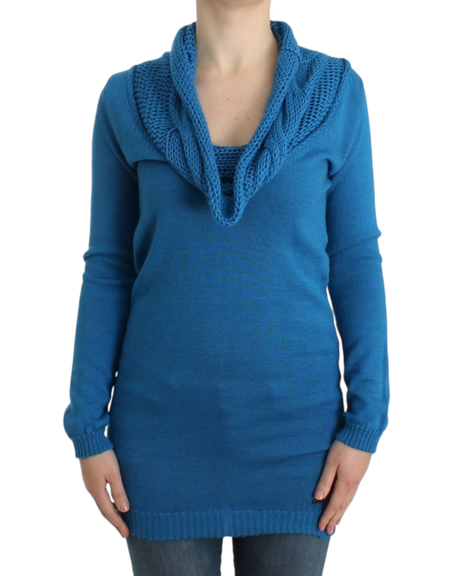  - Chic Blue Scoop Neck Knit Sweater