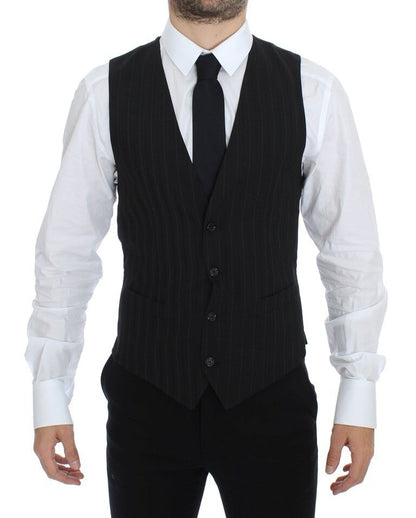  - Elegant Striped Wool Dress Vest